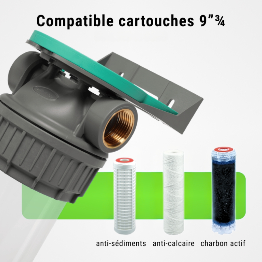 Cartouches filtrantes compatibles 9 pouces trois quarts pour filtre eau de pluie